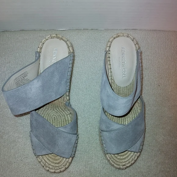 Kenneth Cole New York Olivia X-Band Grey Espadrille Wedge Sandal size 7 - Picture 6 of 8